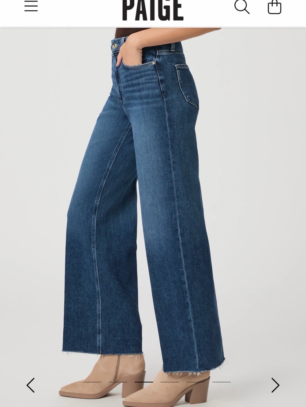 PAIGE Anessa 31" Wide Leg Jeans- Arpeggio Frayed Hem - Picture 7 of 10